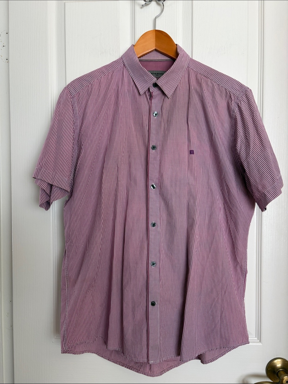 Givenchy - Men’s Short-Sleeve Button-Down Shirt in Burgundy Check